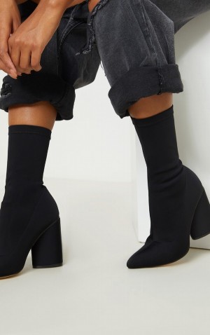 Pretty Little Thing Tjock Block Sock Höga Klackar Svarta | 52LXHSIUF